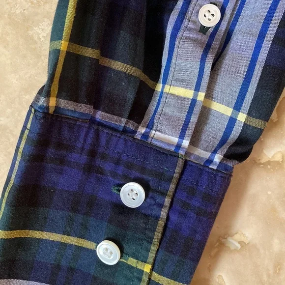J. Crew Blue Tartan button down. Size 0. - Picture 6 of 7
